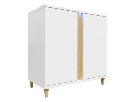 Buffet Florem II (Blanc + Blanc brillant + Clair bois)