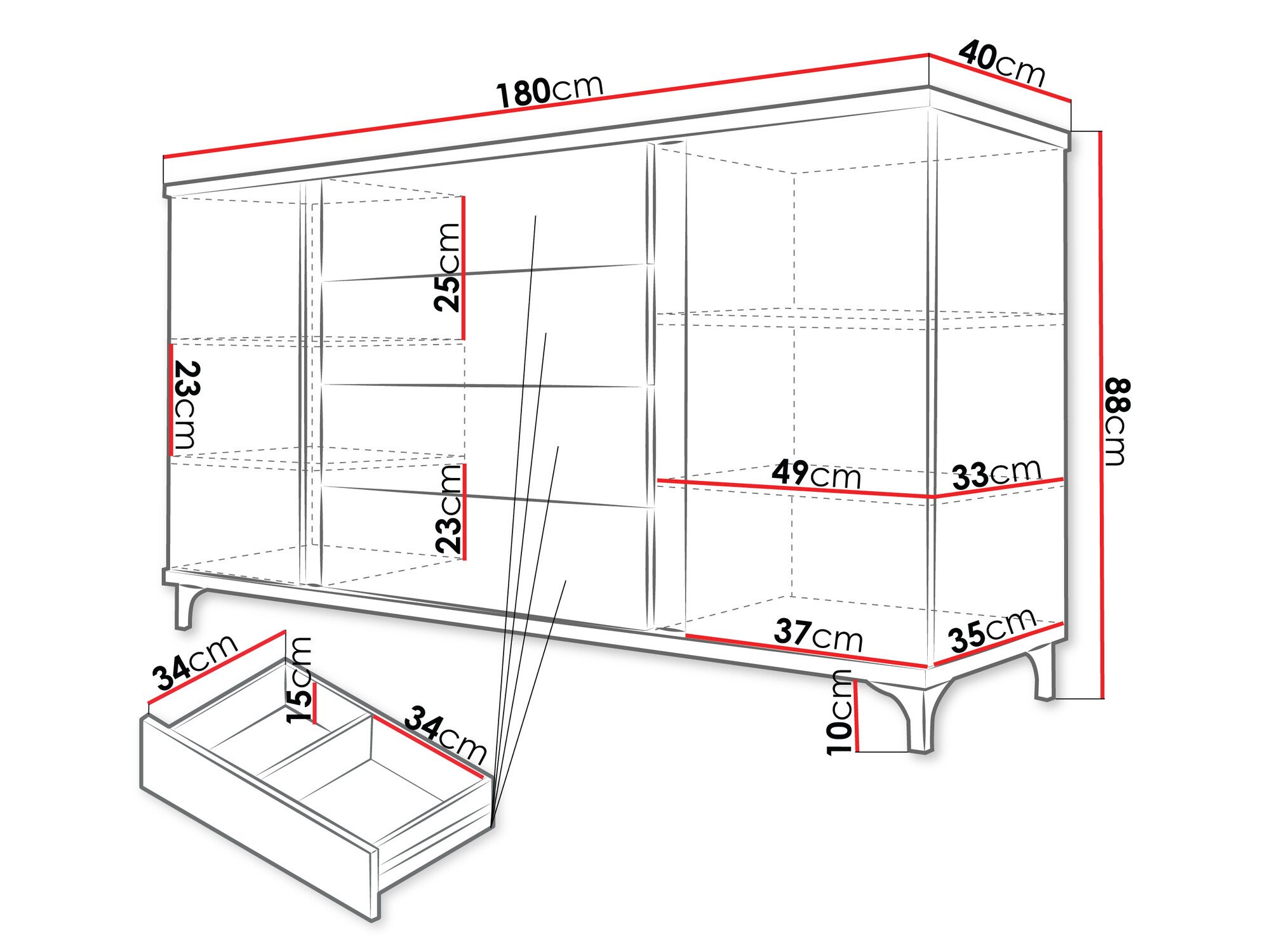 Commode Florem (Blanc + Blanc brillant)