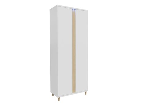 Armoire Florem (Blanc + Blanc brillant + Clair bois)