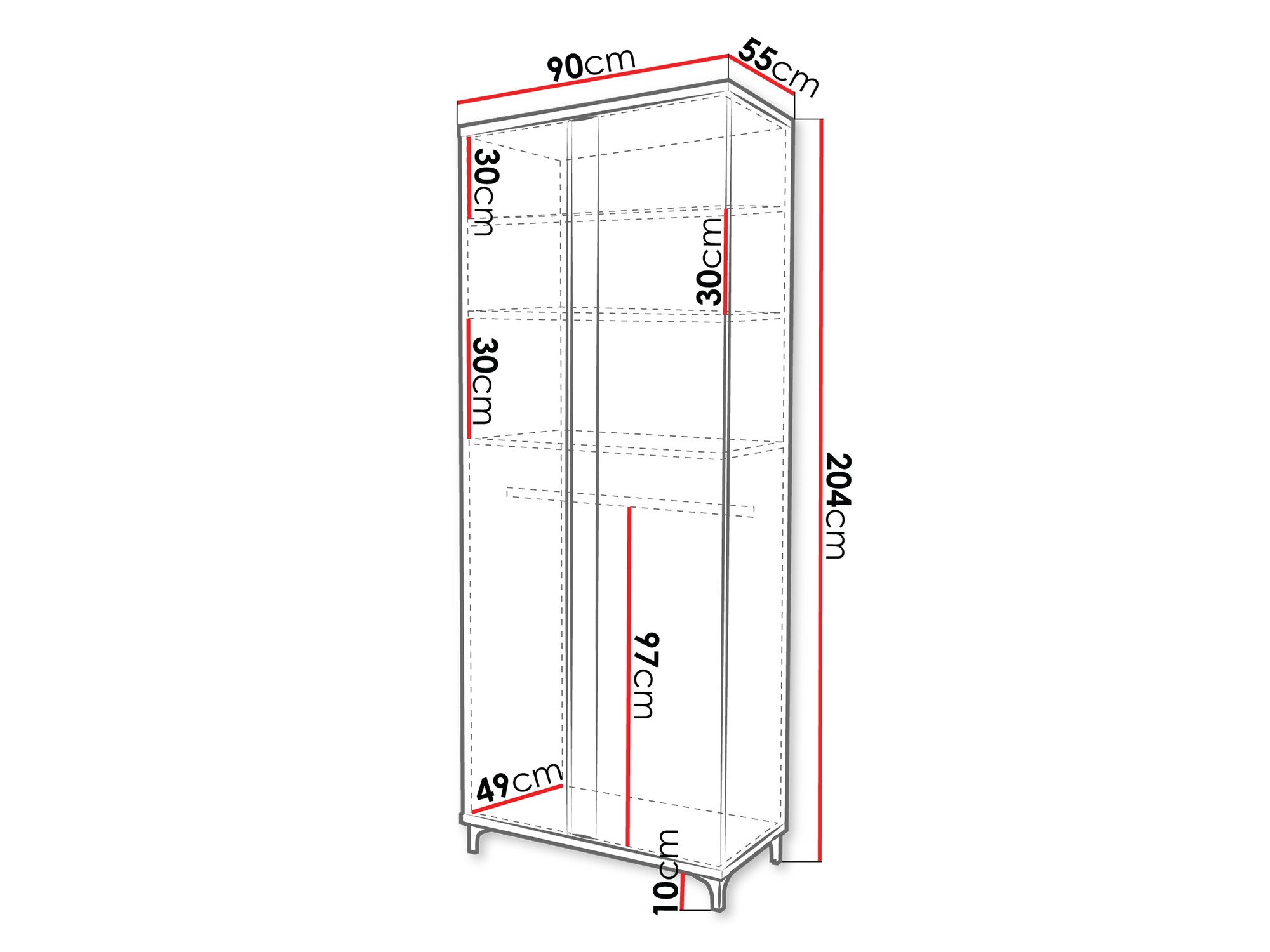 Armoire Florem (Blanc + Blanc brillant + Noir brillant)