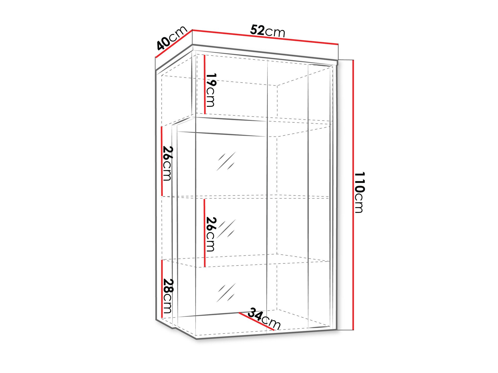 Armoire murale Florem I (Blanc + Blanc brillant + Noir brillant)