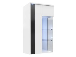 Armoire murale Livseri 105 (Blanc + Blanc brillant + Noir brillant)
