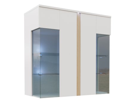 Buffet Florem III (Blanc + Blanc brillant + Clair bois)