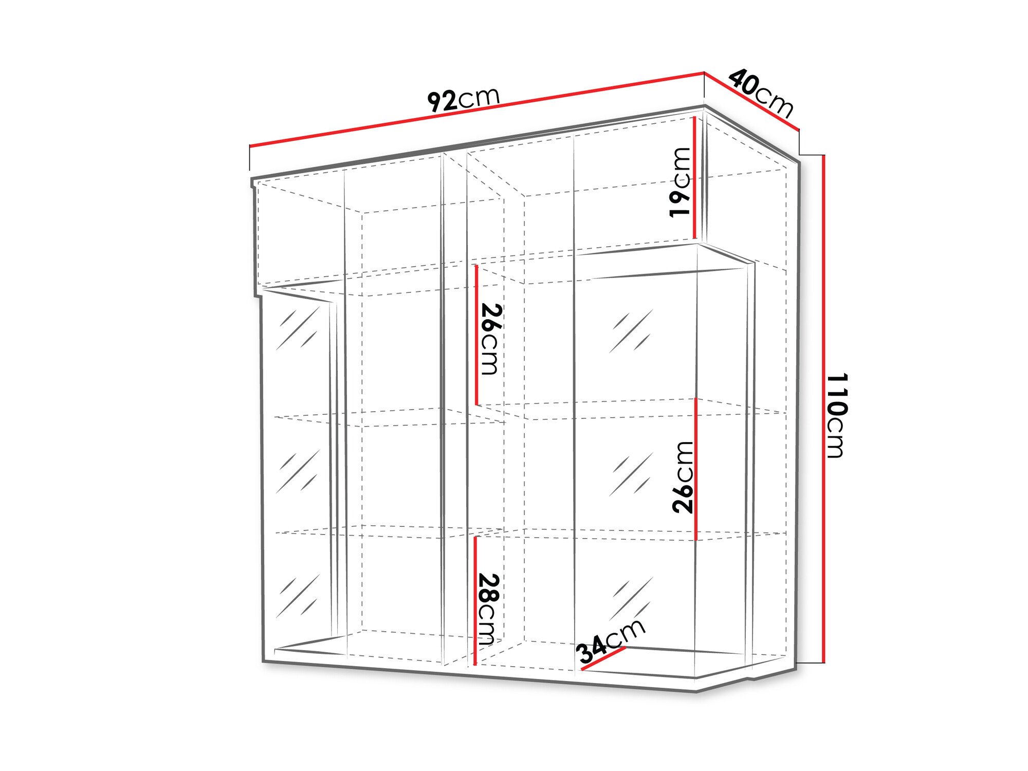 Buffet Florem III (Blanc + Blanc brillant + Clair bois)