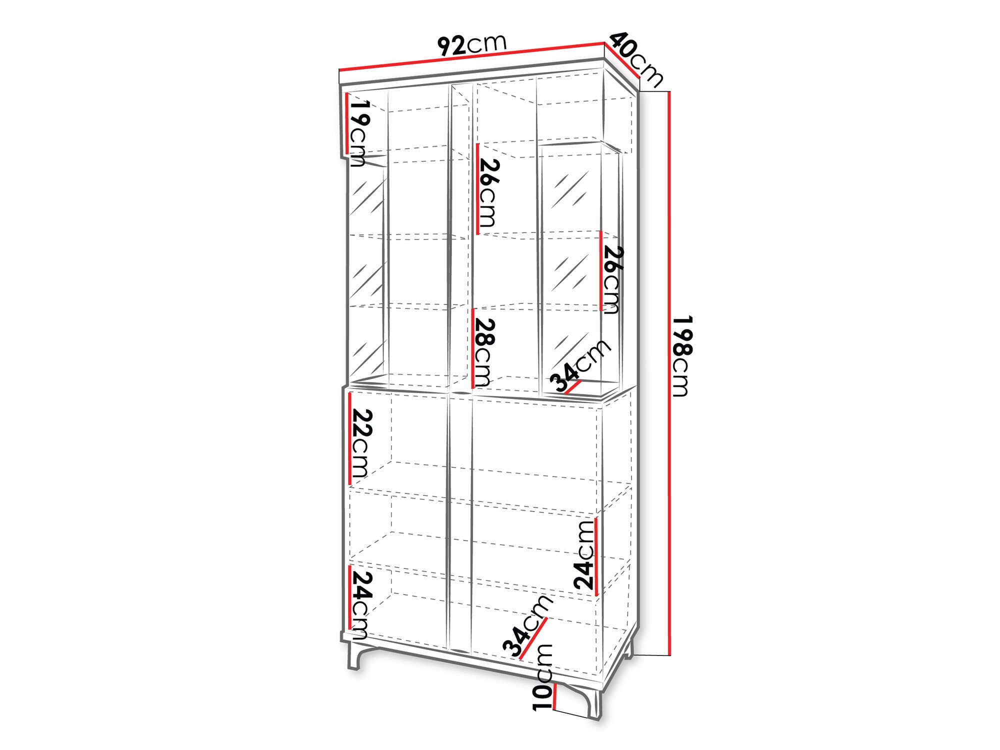Étagère Livseri 116 (Blanc + Blanc brillant + Clair bois)