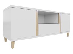 Meuble TV Florem (Blanc + Blanc brillant + Clair bois)