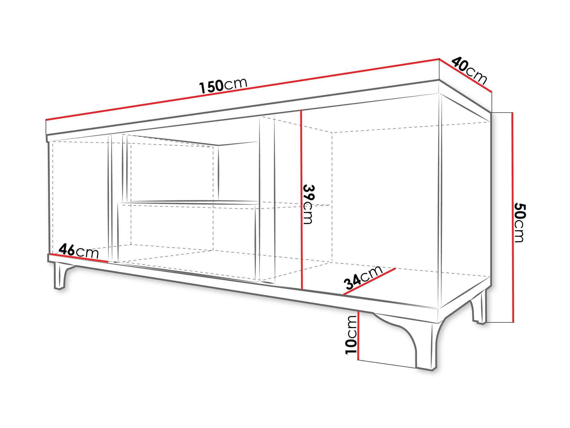 Meuble TV Florem (Blanc + Blanc brillant + Noir brillant)