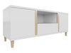 Meuble TV Livseri 113 (Blanc + Blanc brillant + Clair bois)