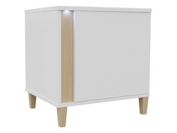 Table de chevet Florem (Blanc + Blanc brillant + Clair bois)