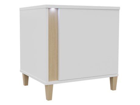 Table de chevet Florem (Blanc + Blanc brillant + Clair bois)