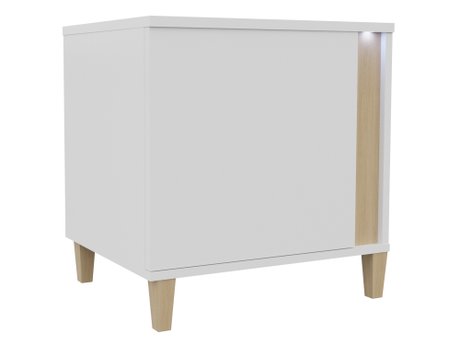 Table de chevet Livseri 112 (Blanc + Blanc brillant + Clair bois)