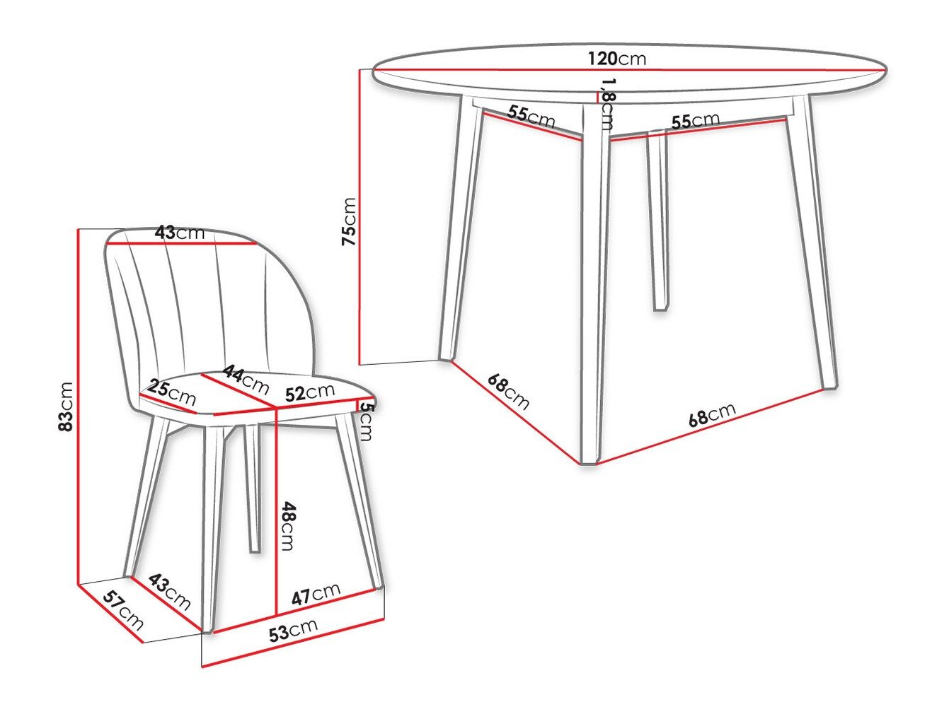 Salle à manger complète Racine 136 (Marron)