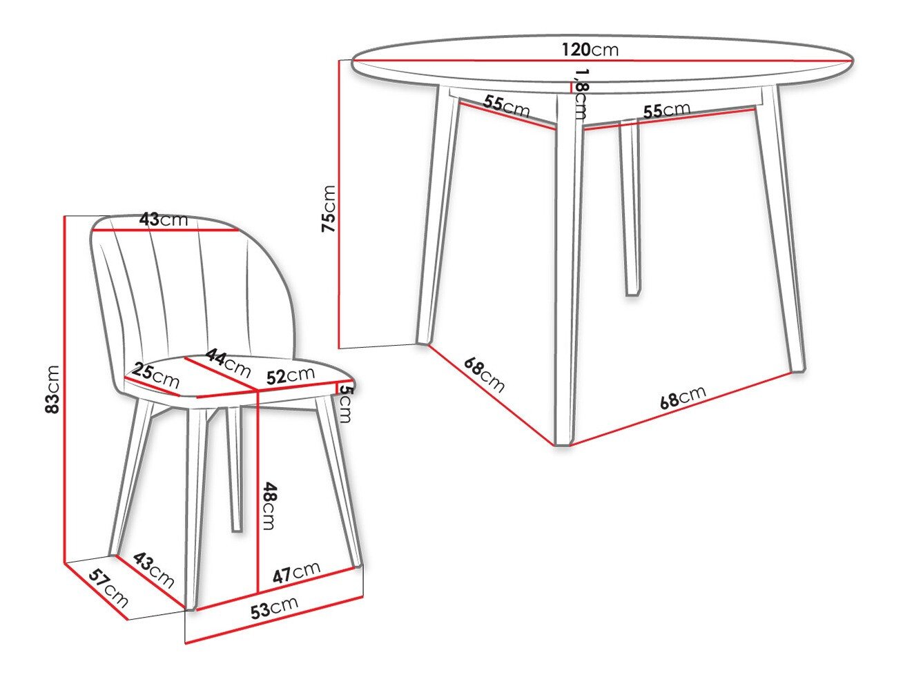 Salle à manger complète Racine 136 (Marron)