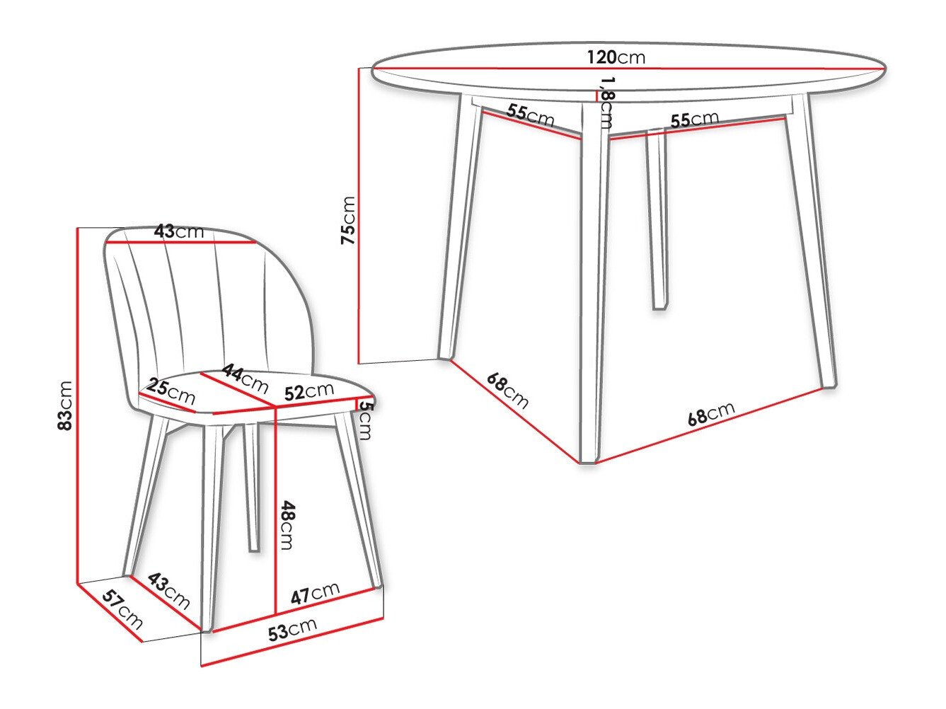 Salle à manger complète Racine 136 (Marron)