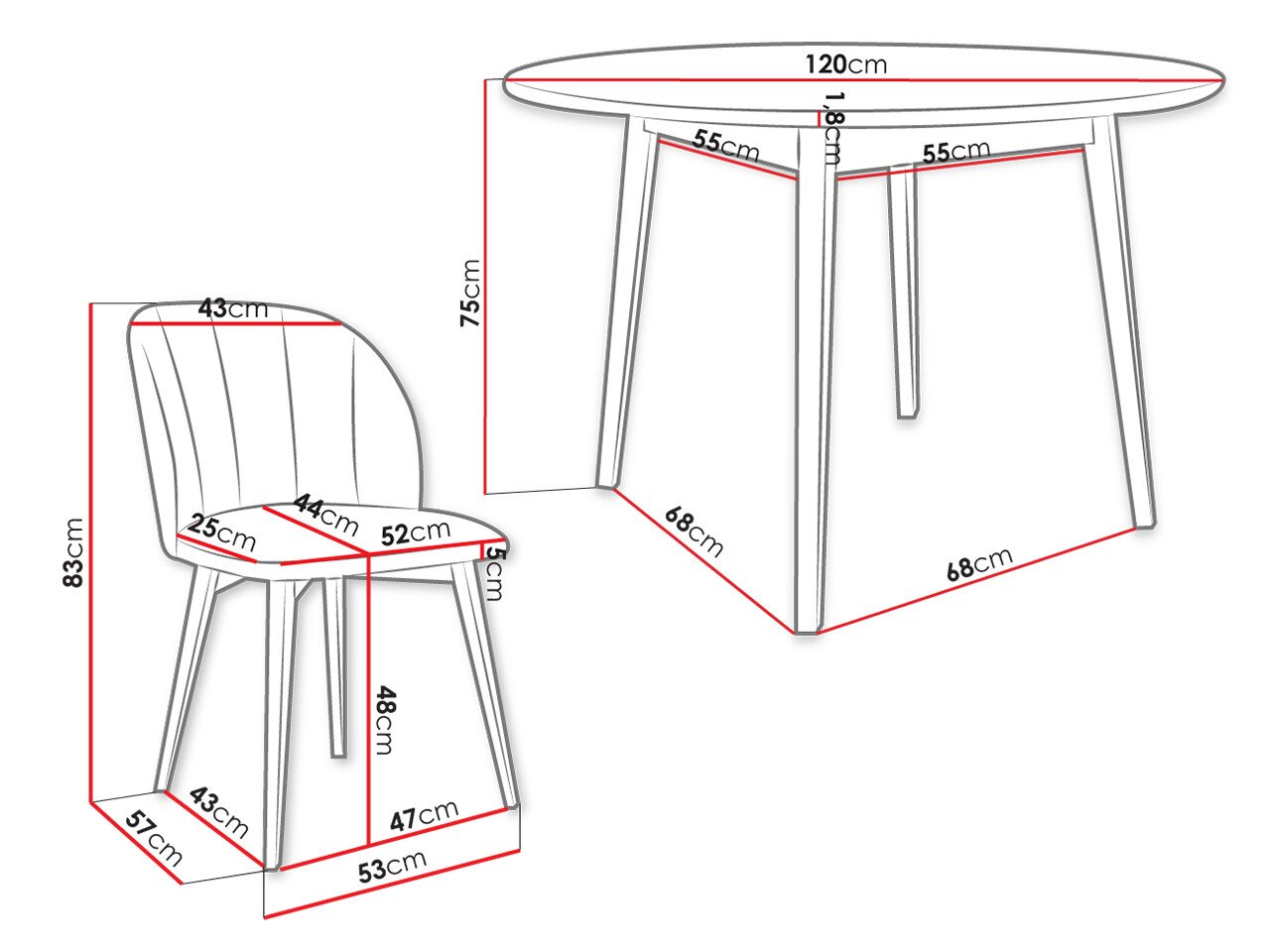 Salle à manger complète Racine 136 (Marron)