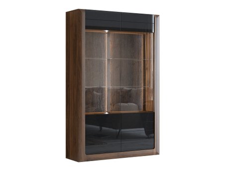 Étagère Sovera 102 (Noix + Noir brillant)