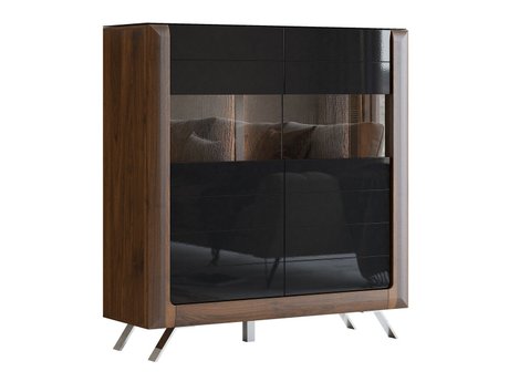 Étagère Sovera 106 (Noix + Noir brillant)