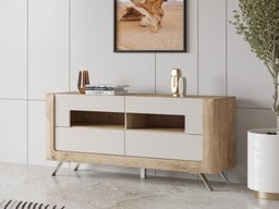 Meuble TV Sovera 105 (Chêne doré + Gris clair)