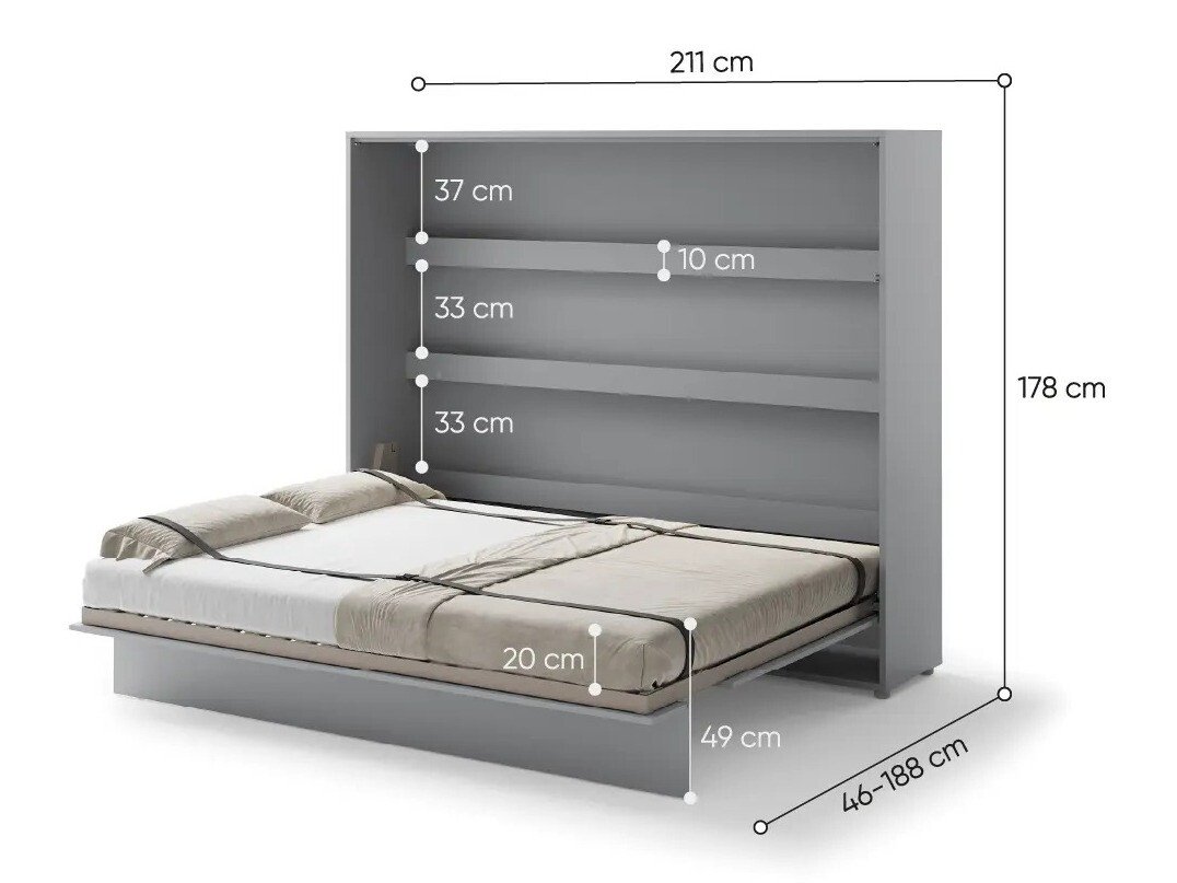 Lit escamotable Concept Pro Lenart Levfere 115 (Gris)