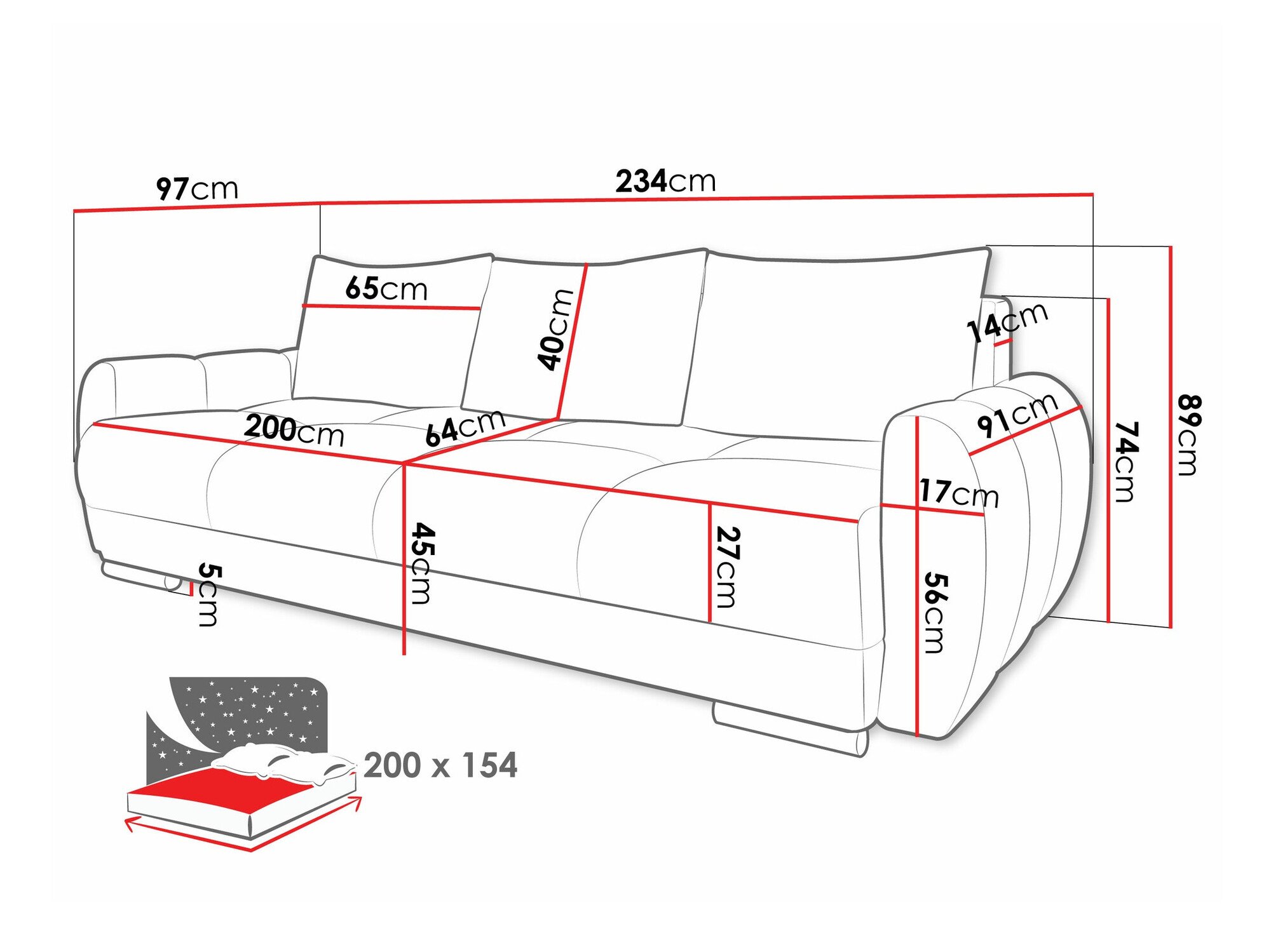 Canapé convertible Camden 103 (Velo 627)