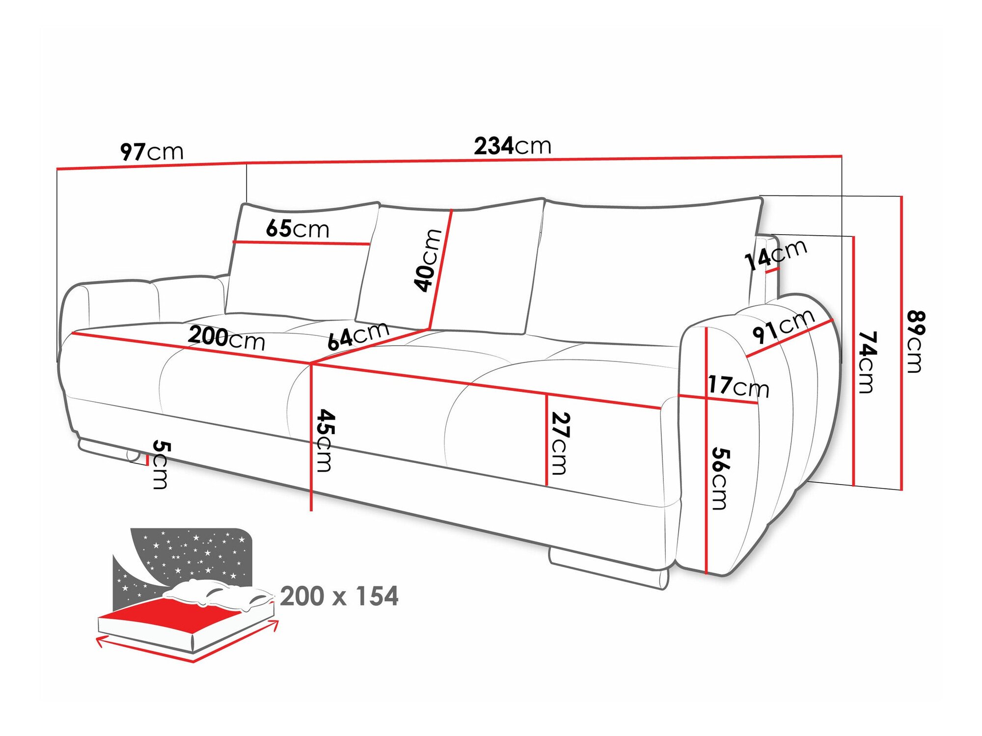 Canapé convertible Camden 103 (Velo 633)