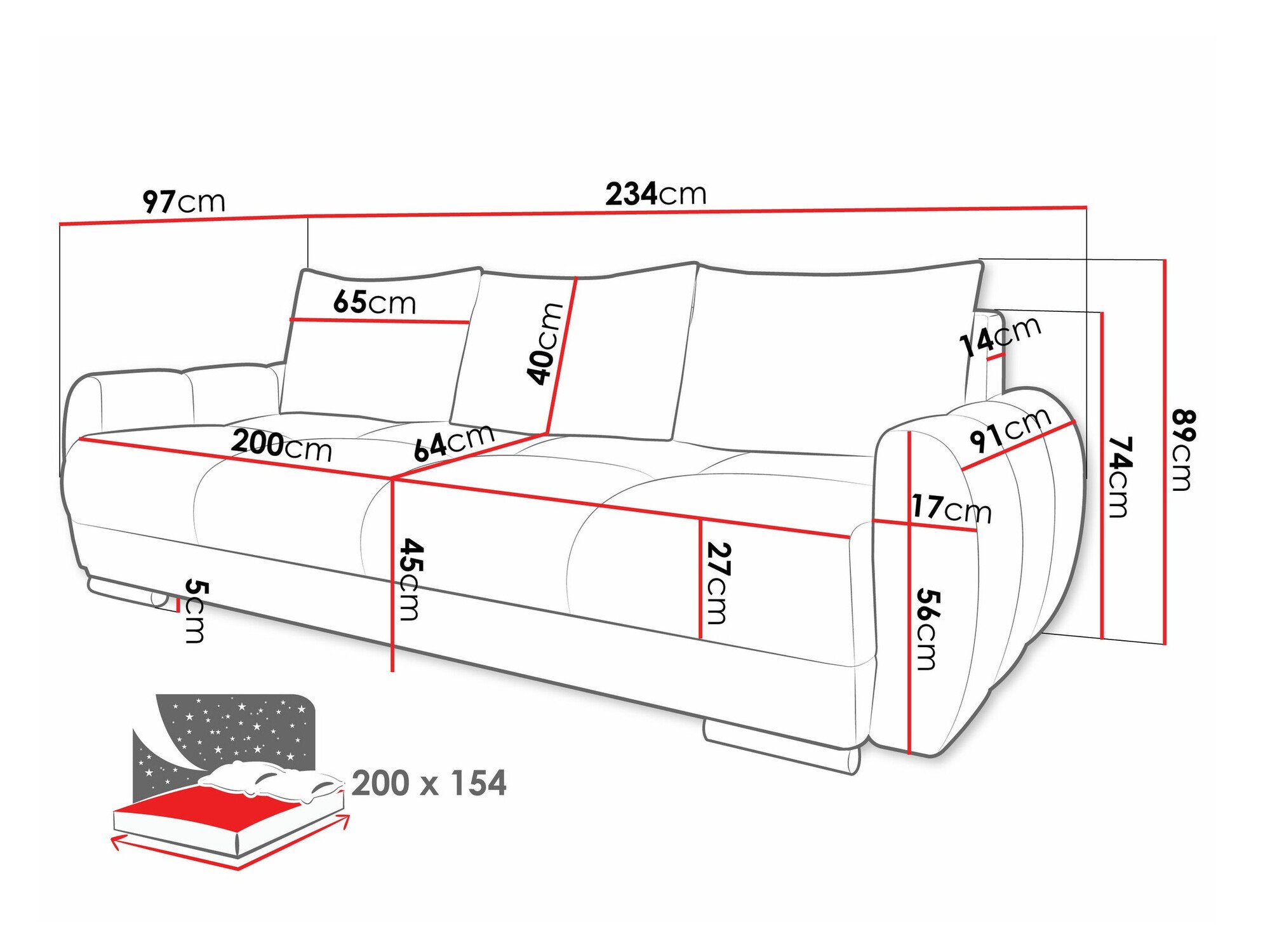 Canapé convertible Signis III (Velo 636)