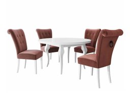 Salle à manger complète Racine 143 (Blanc + Magic Velvet 2258)