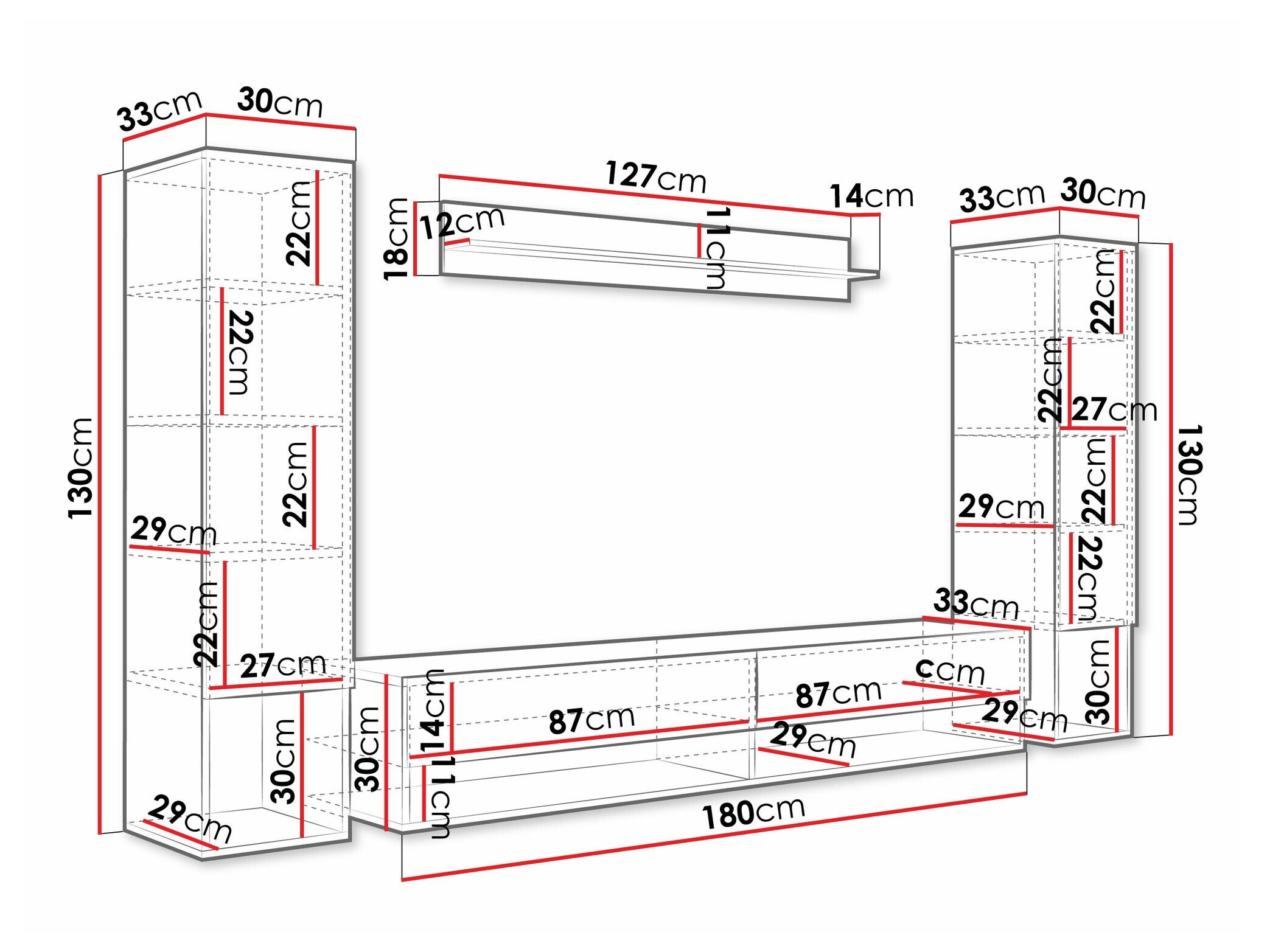 Ensemble de salon Sarasota 176 (Blanc + Blanc brillant)