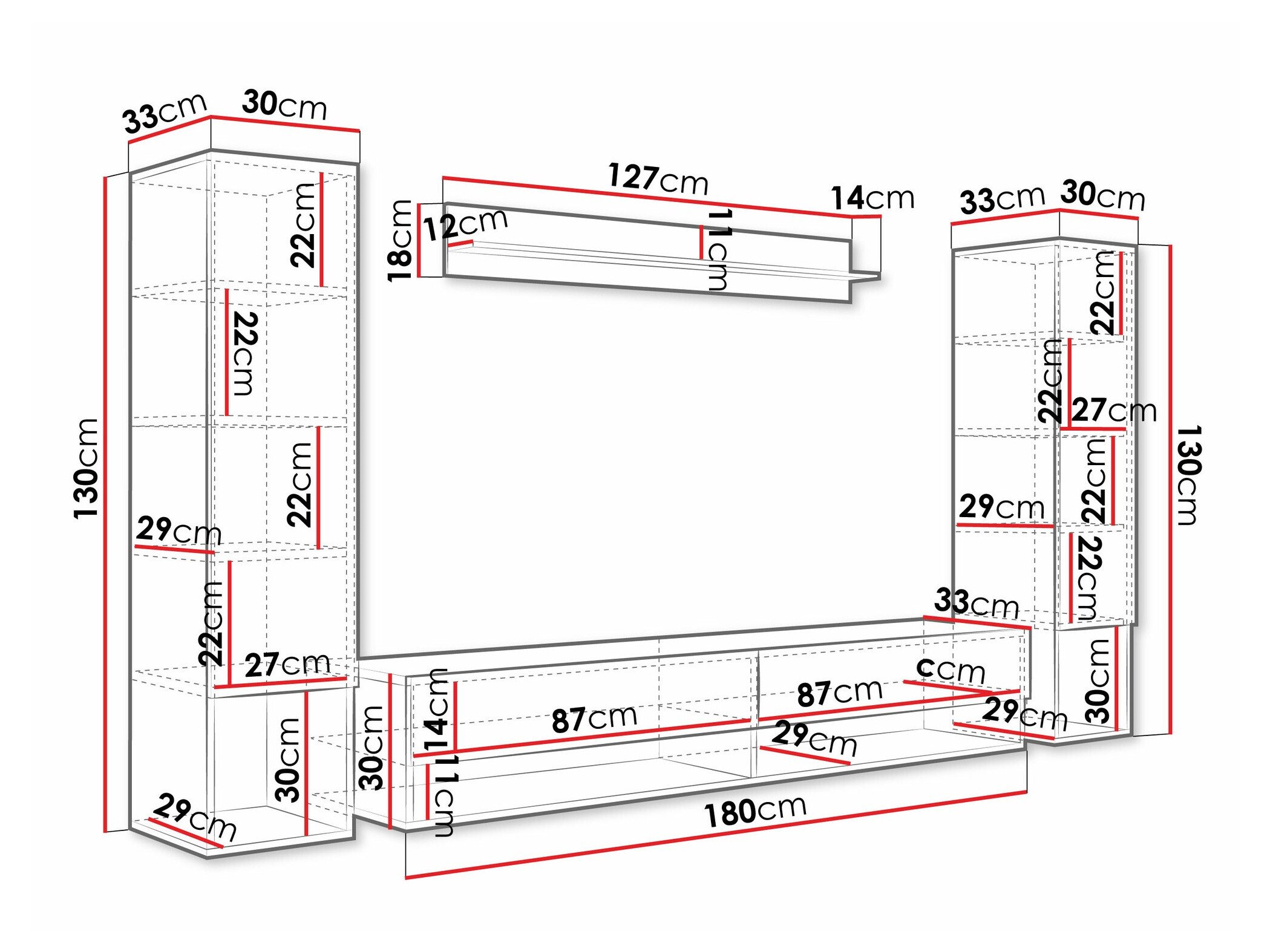 Ensemble de salon Sarasota 176 (Blanc + Blanc brillant)