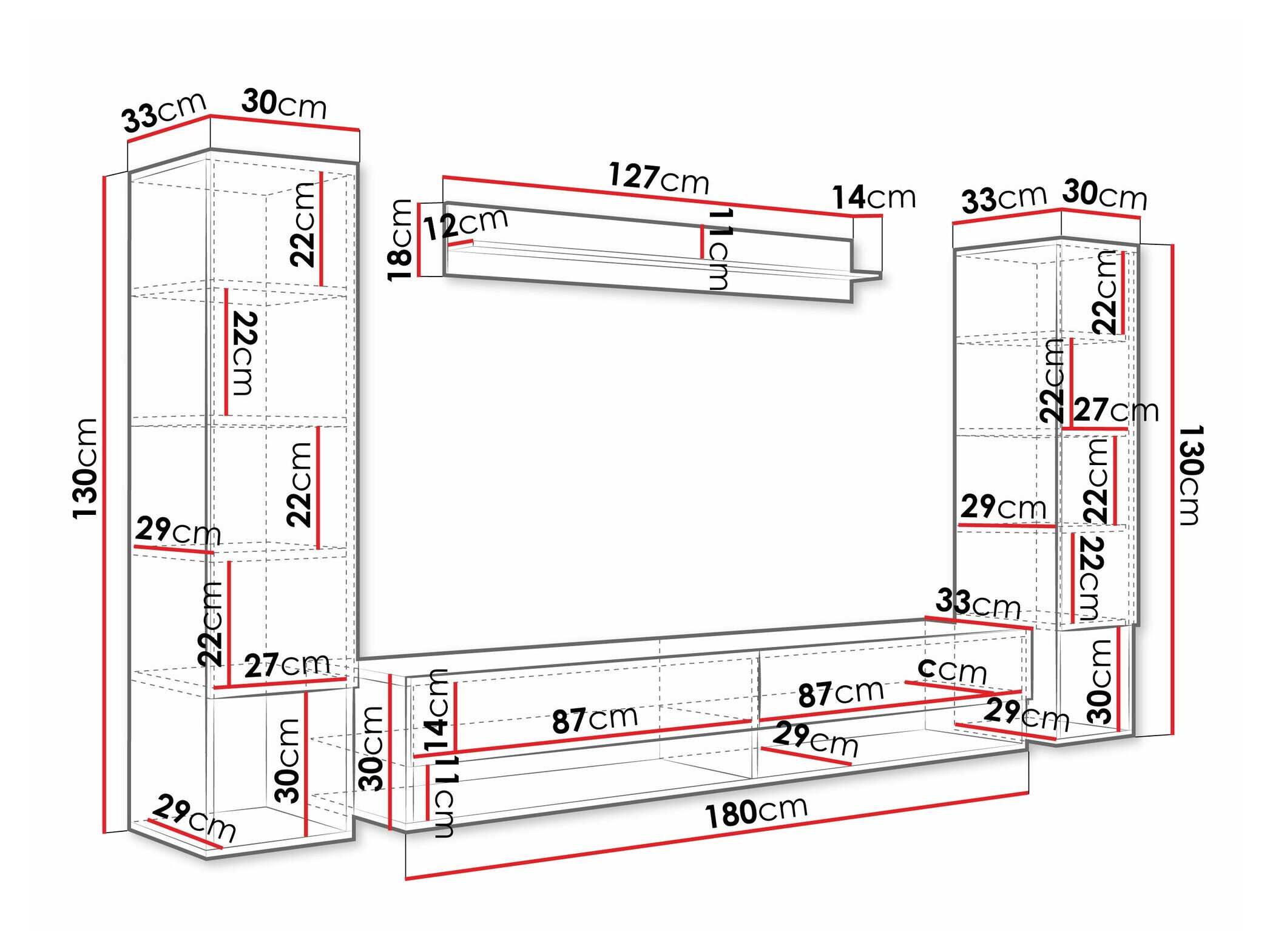 Ensemble de salon Sarasota 176 (Chêne wotan + Blanc brillant)