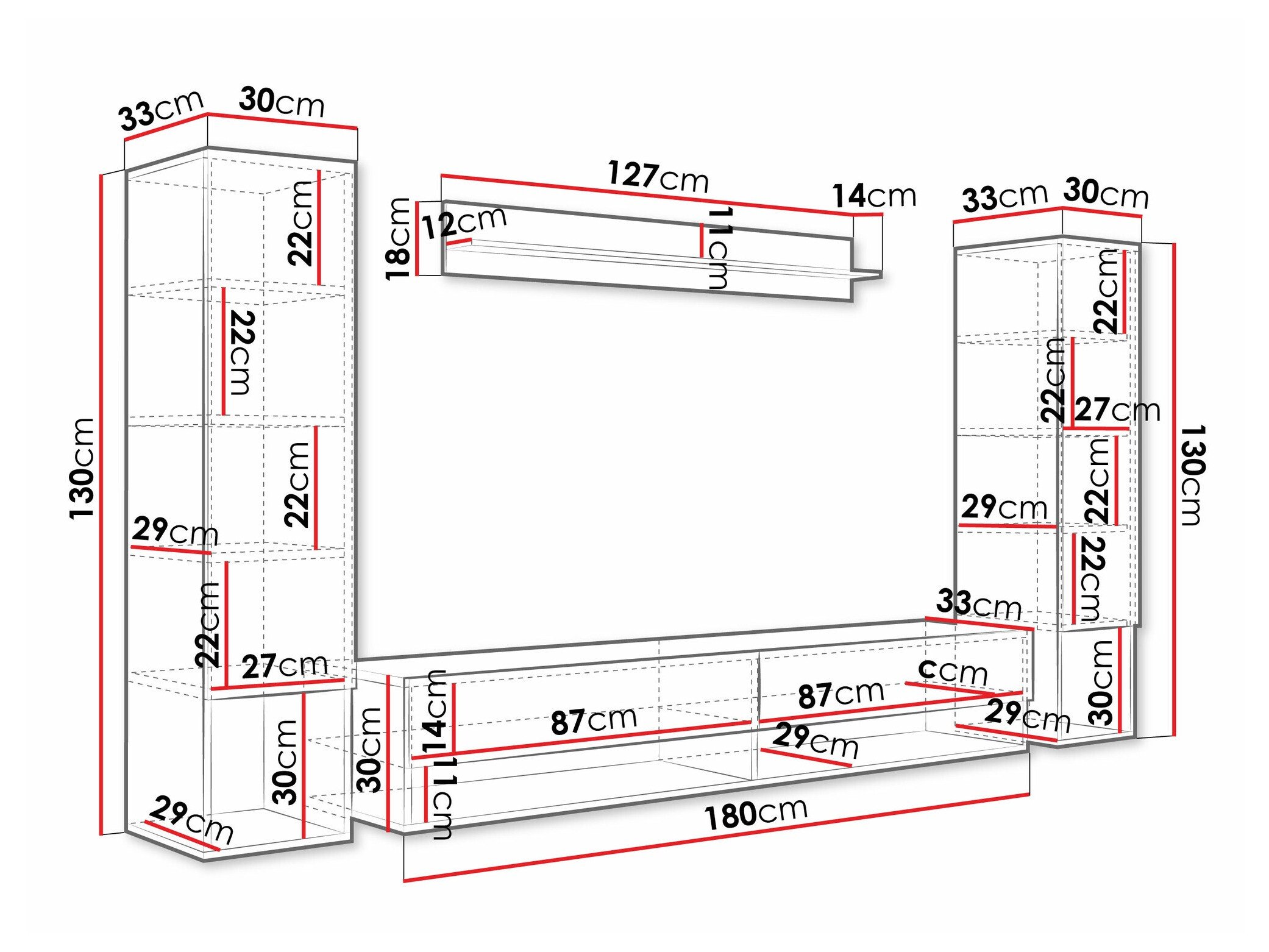 Ensemble de salon Sarasota 176 (Chêne wotan + Blanc brillant)