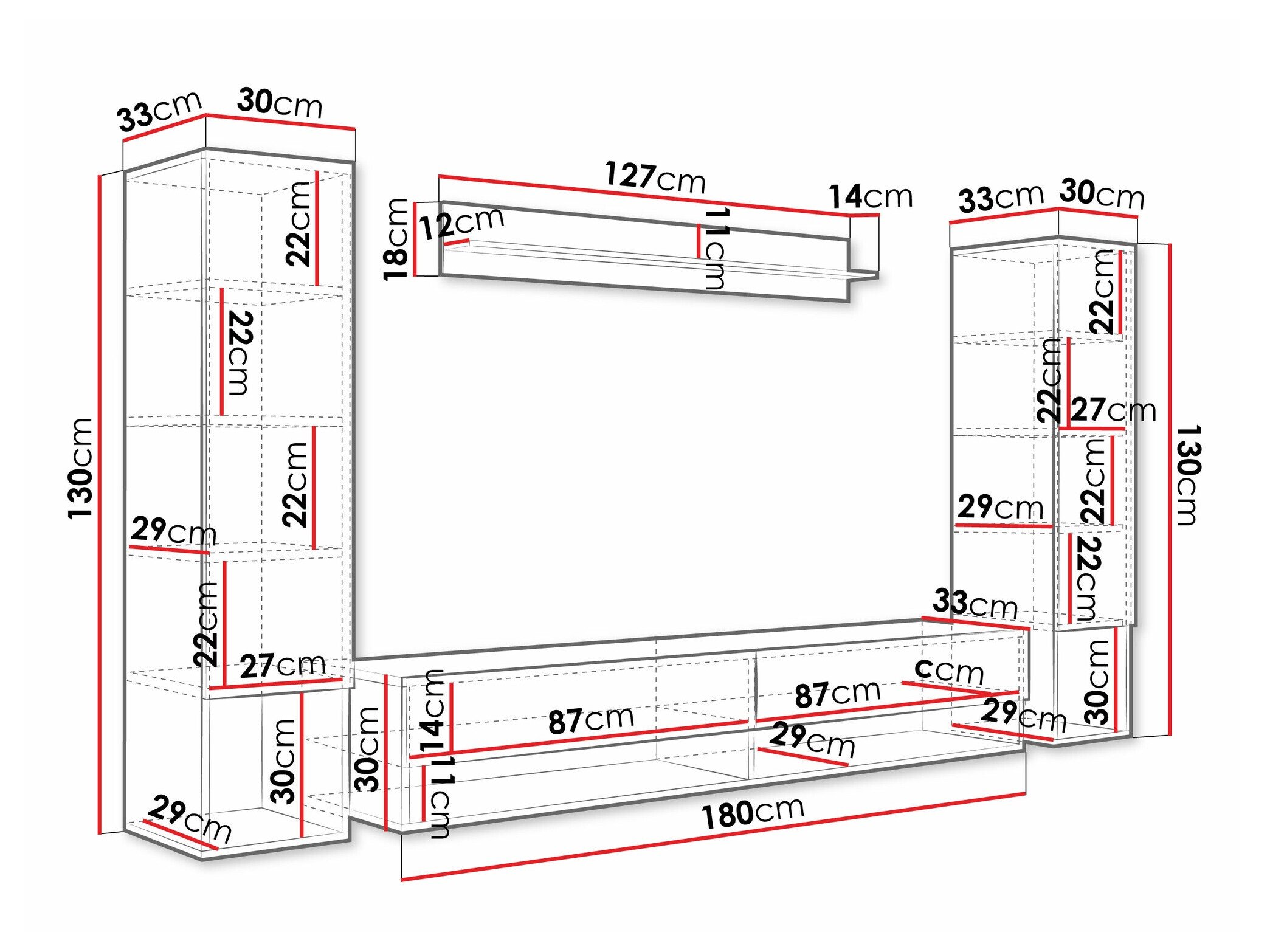 Ensemble de salon Sarasota 176 (Chêne wotan + Noir brillant)