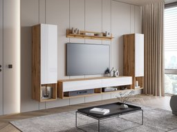 Ensemble de salon Sarasota 176 (Chêne wotan + Blanc brillant)