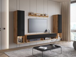 Ensemble de salon Sarasota 176 (Chêne wotan + Noir brillant)