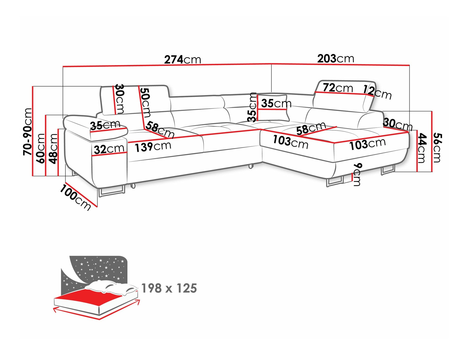 Canapé d'angle Comfivo Eliferu 100 (Manila 18)