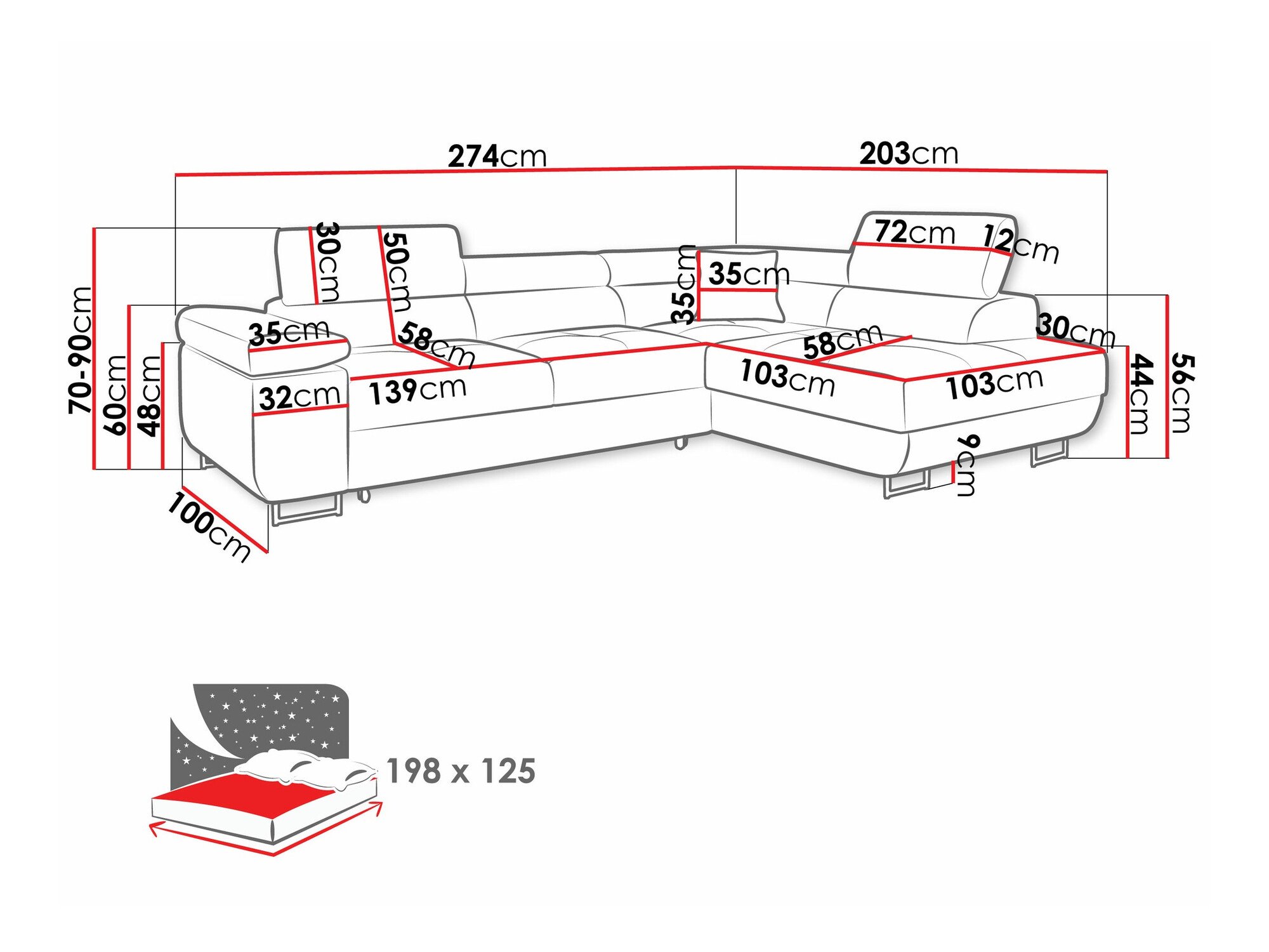 Canapé d'angle Comfivo Eliferu 100 (Poso 110)
