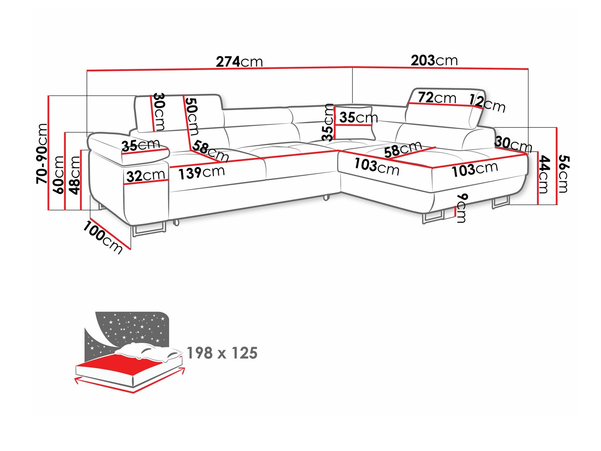 Canapé d'angle Comfivo Eliferu 100 (Poso 110)