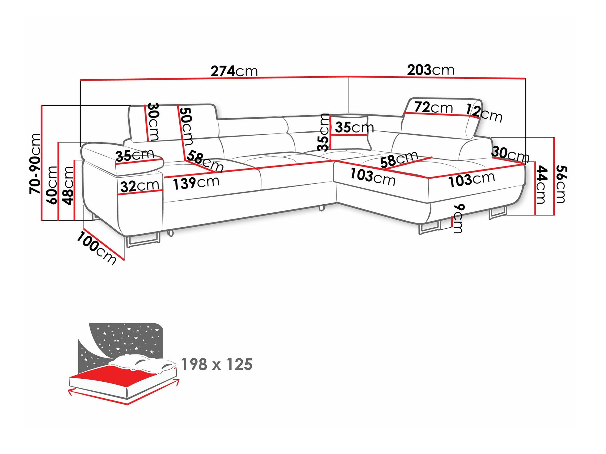 Canapé d'angle Comfivo Eliferu 100 (Poso 135)