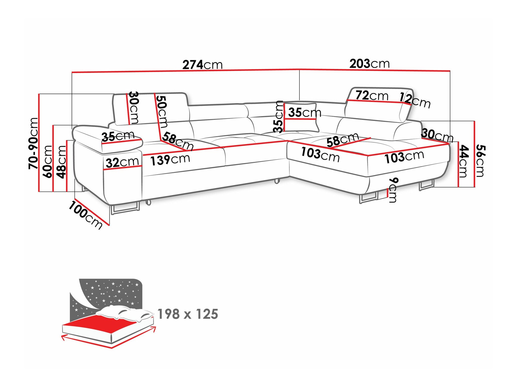 Canapé d'angle Comfivo Eliferu 100 (Poso 135)