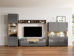 Ensemble de salon Torsone 104 (Anthracite + Gloss anthracite + Grandson chêne)