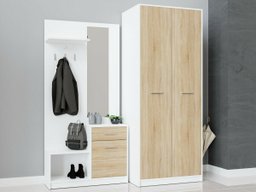 Meuble d'entrée Novsore 146 (Blanc + Sonoma chêne)