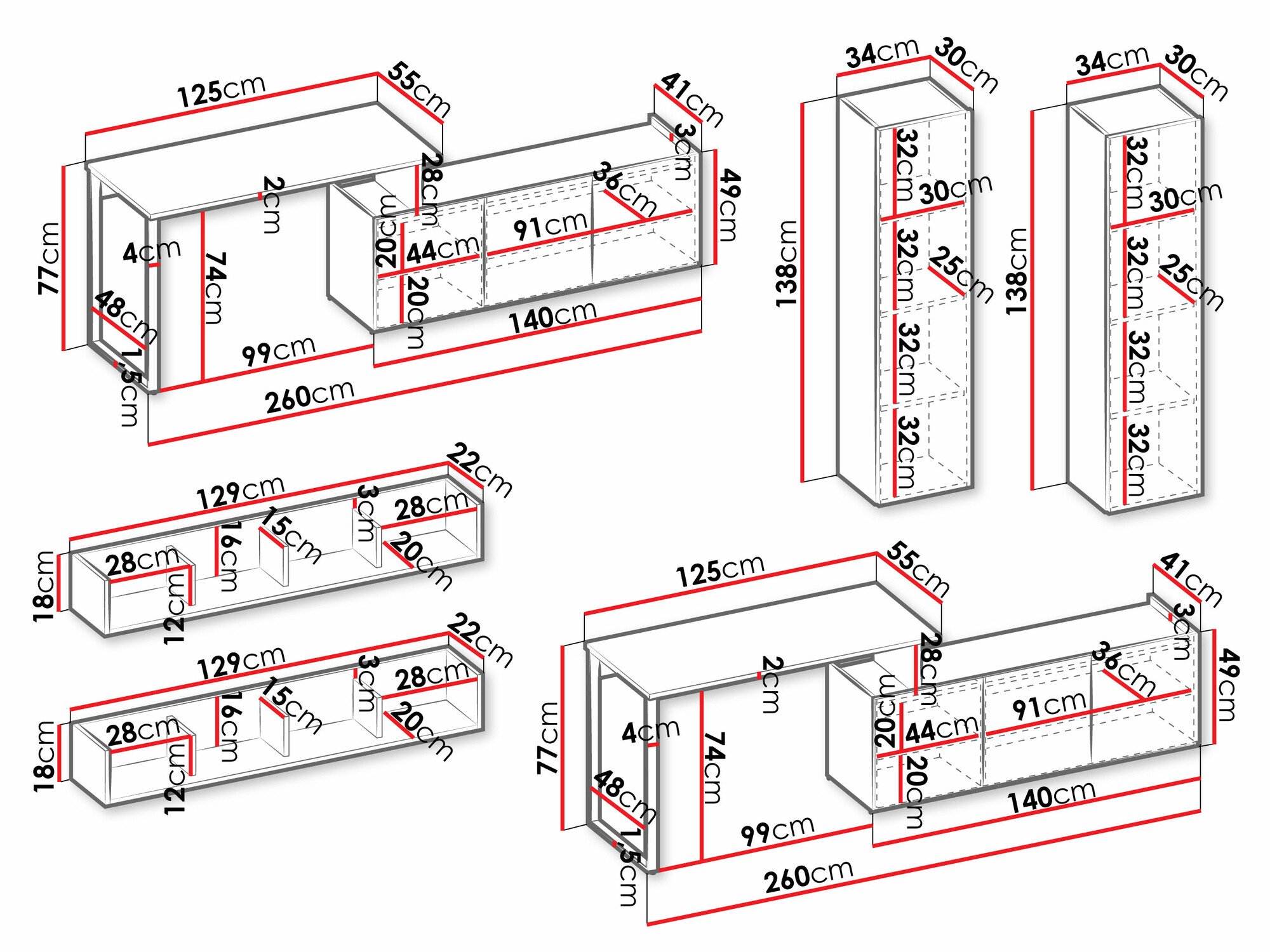 Ensemble de bureau à domicile Tivseva 116