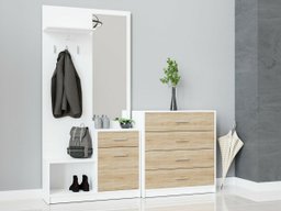 Meuble d'entrée Novsore 148 (Blanc + Sonoma chêne)