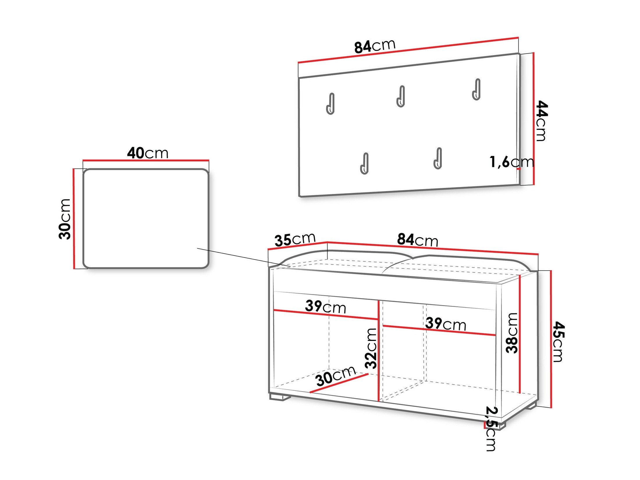 Meuble d'entrée Comfivo Fersoe 117 (Blanc)