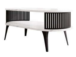 Table basse Vitum III (Noir + Marbre blanc)
