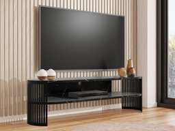Meuble TV Civer (Noir + Marbre noir)