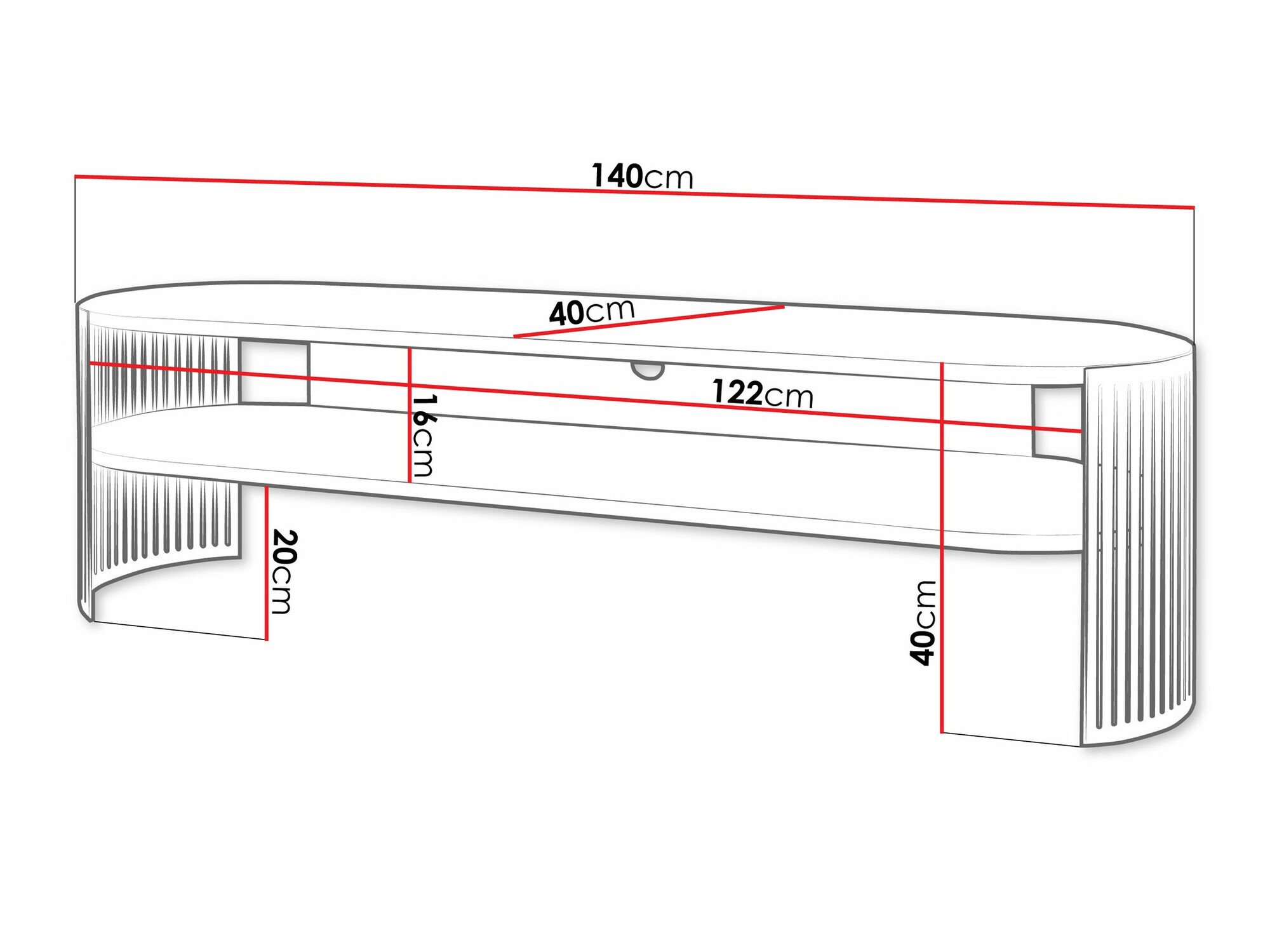 Meuble TV Civer (Noir + Marbre noir)