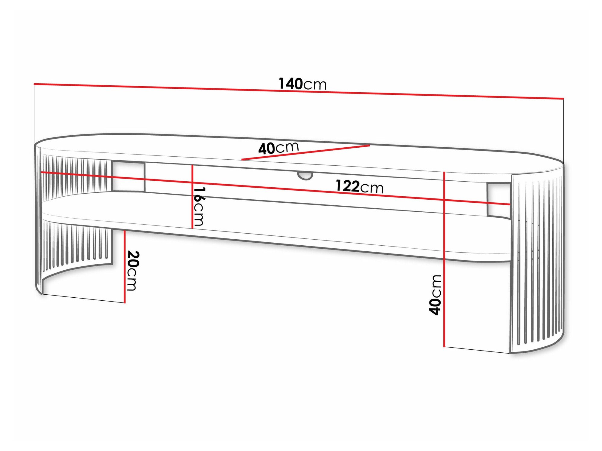 Meuble TV Evanola 109 (Noir + Marbre blanc)