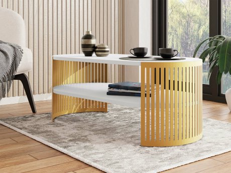 Table basse Civer IV (Doré + Blanc)