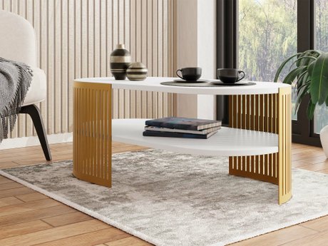 Table basse Civer VII (Doré + Blanc)
